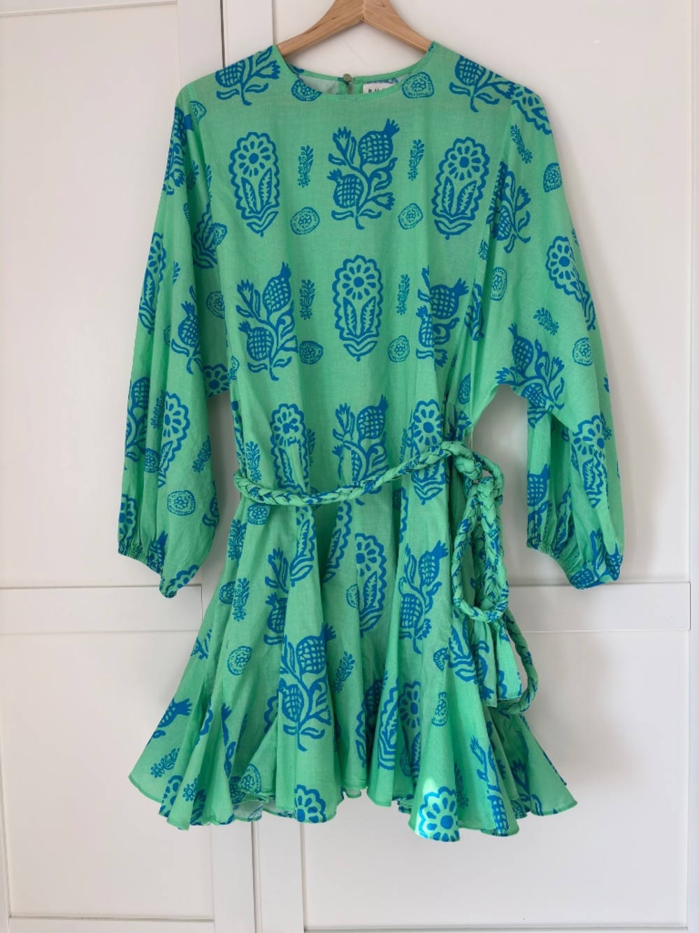Rhode Ella dress in Clover Block, size M